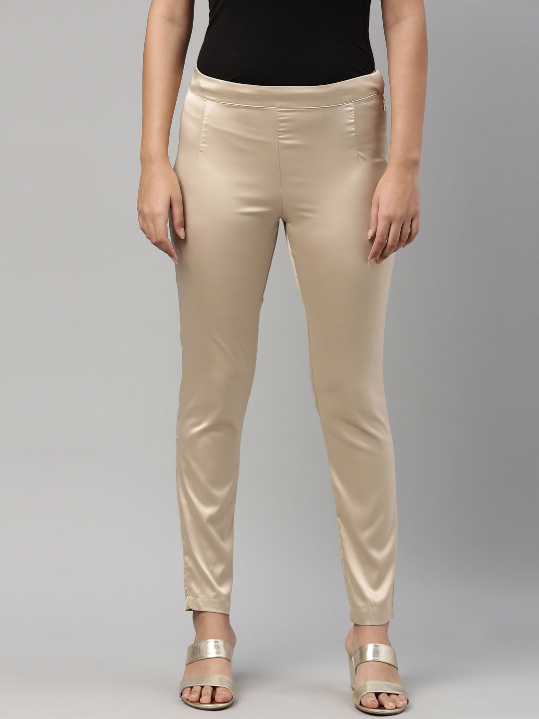 Go Colors Women Light Solid Polyester Mid Rise Shiny Pants  Gold Buy Go  Colors Women Light Solid Polyester Mid Rise Shiny Pants  Gold Online at  Best Price in India  Nykaa