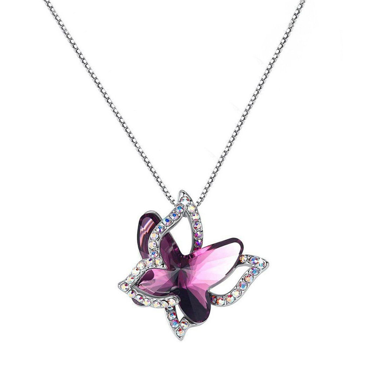 Quality Gold Sentimental Expressions Sterling Silver Rhodium-plated  Swarovski Crystal Never Give Up Butterfly 18in Necklace QSX613 - Getzow  Jewelers