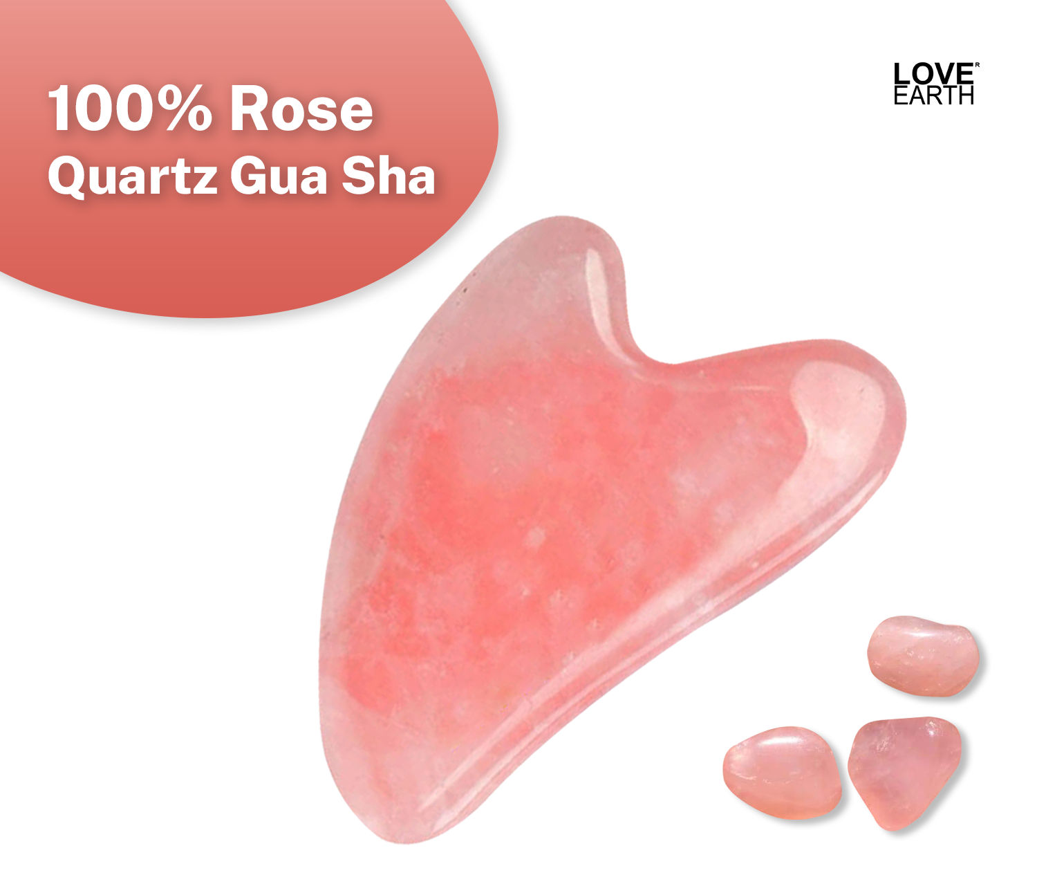Love Earth Rose Quartz Gua Sha with Rose Quartz Crystal for Dark