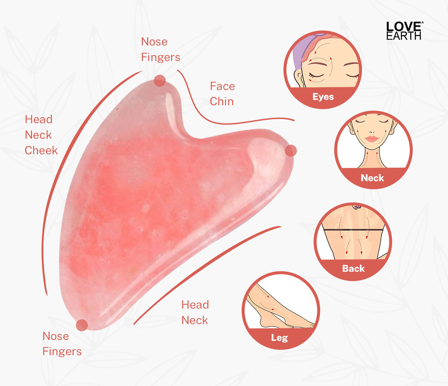 Love Earth Rose Quartz Gua Sha with Rose Quartz Crystal for Dark