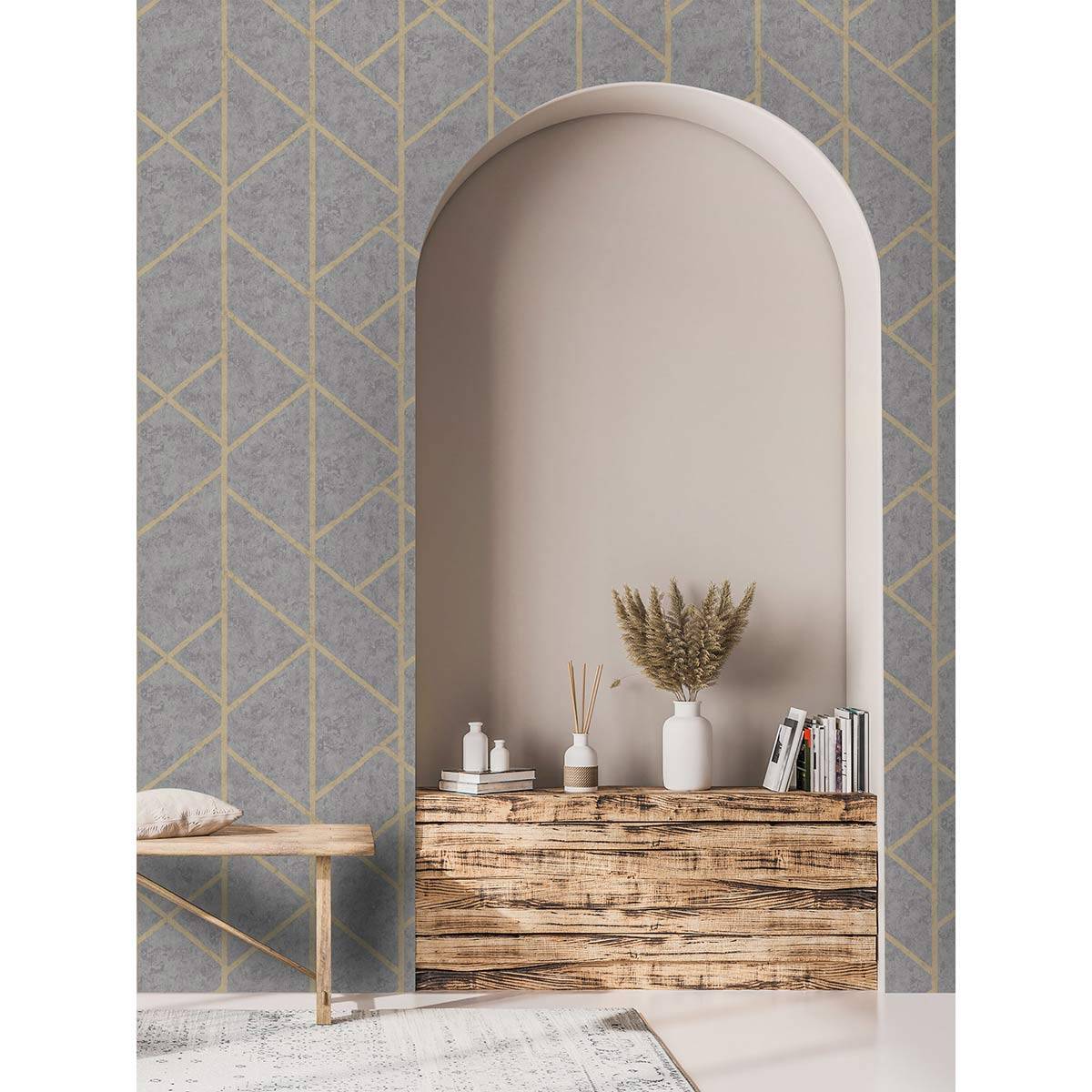 Excel Wallpaper Crosstown Trellis In Grey