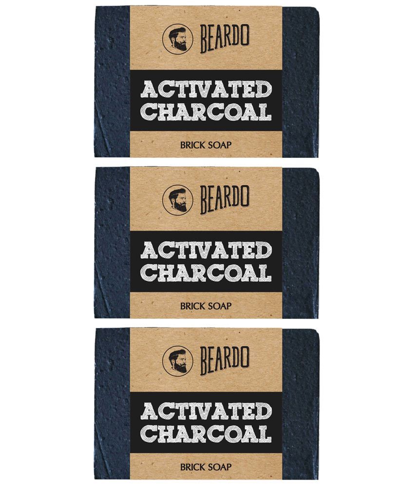 Beardo Activated Charcoal Brick Soap - 125 gm - Set Of 3