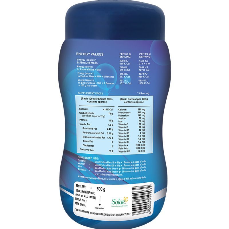 Buy Endura Mass Weight Gainer Vanilla Flavour With Mettle Isotonic