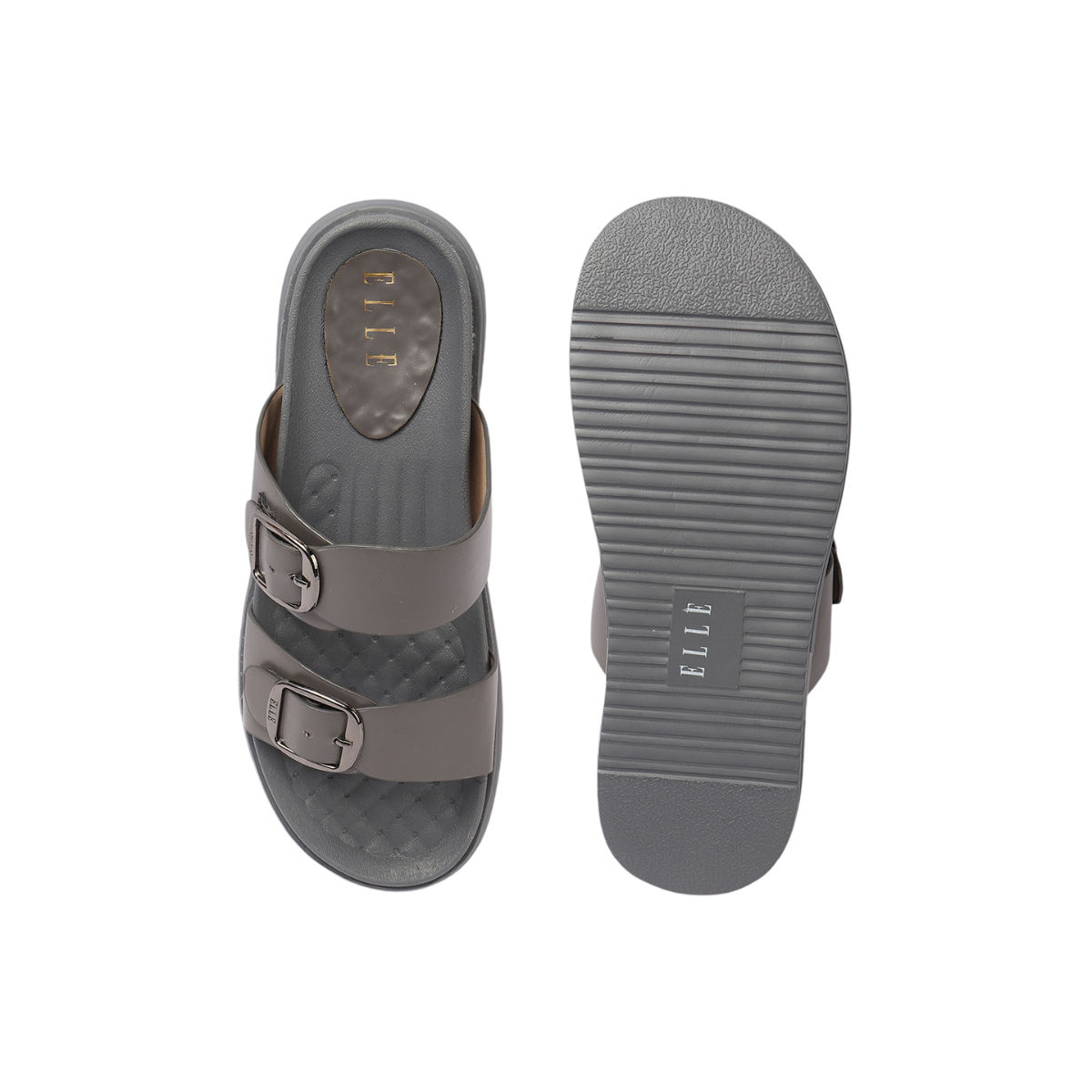 Buy ELLE Grey Color Women Slip-On Comfort Sandals Online