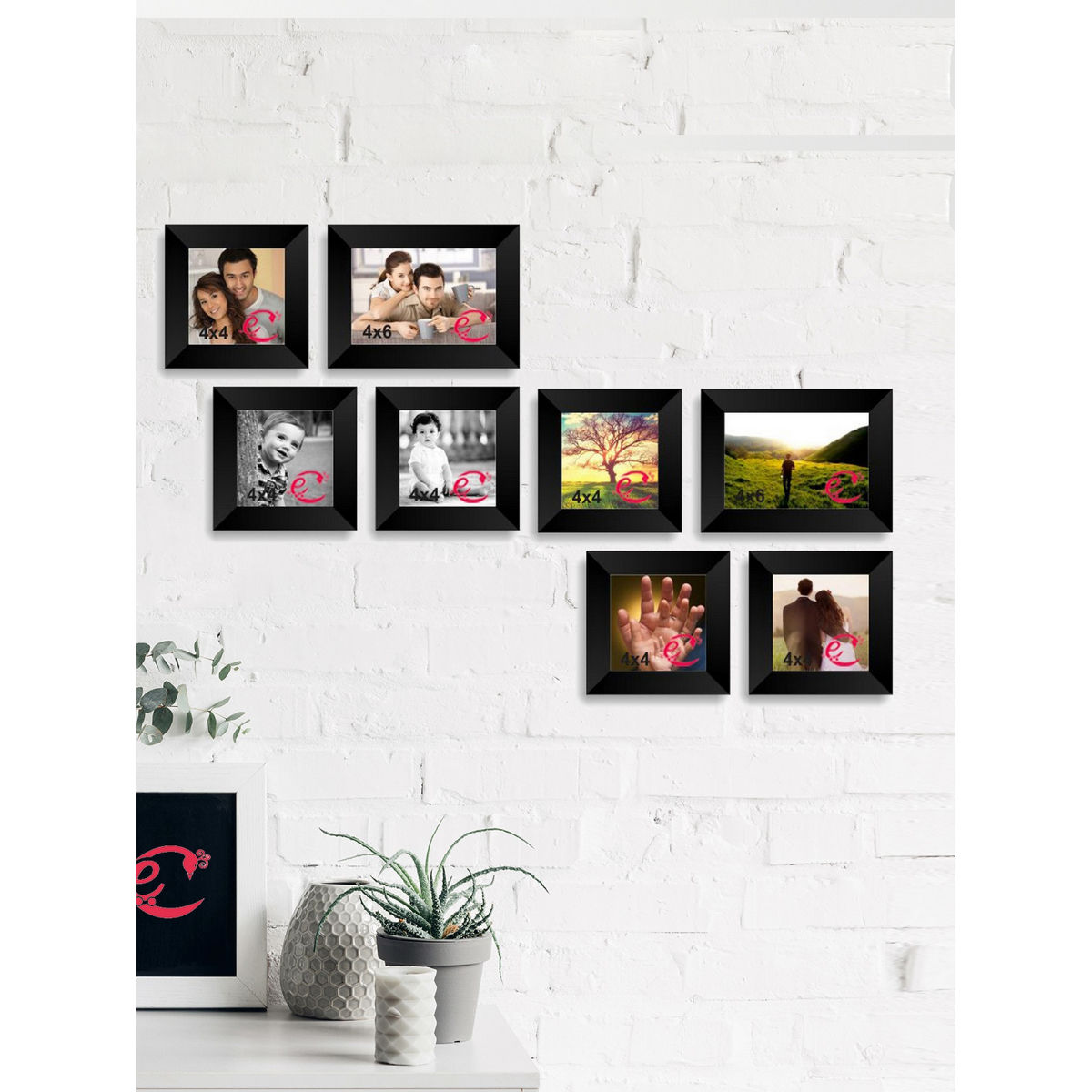 eCraftIndia Memory Wall Collage Photo Frame - Set of 8 Photo Frames ...