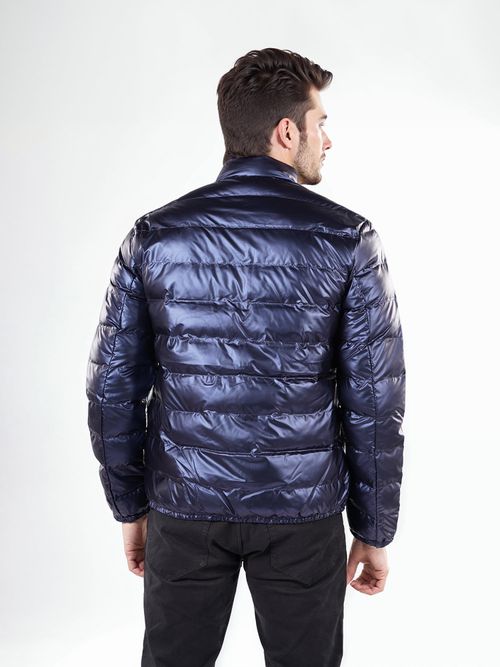 CELIO Men Blue Solid Regular Polyester Full Sleeve Bomber Jacket