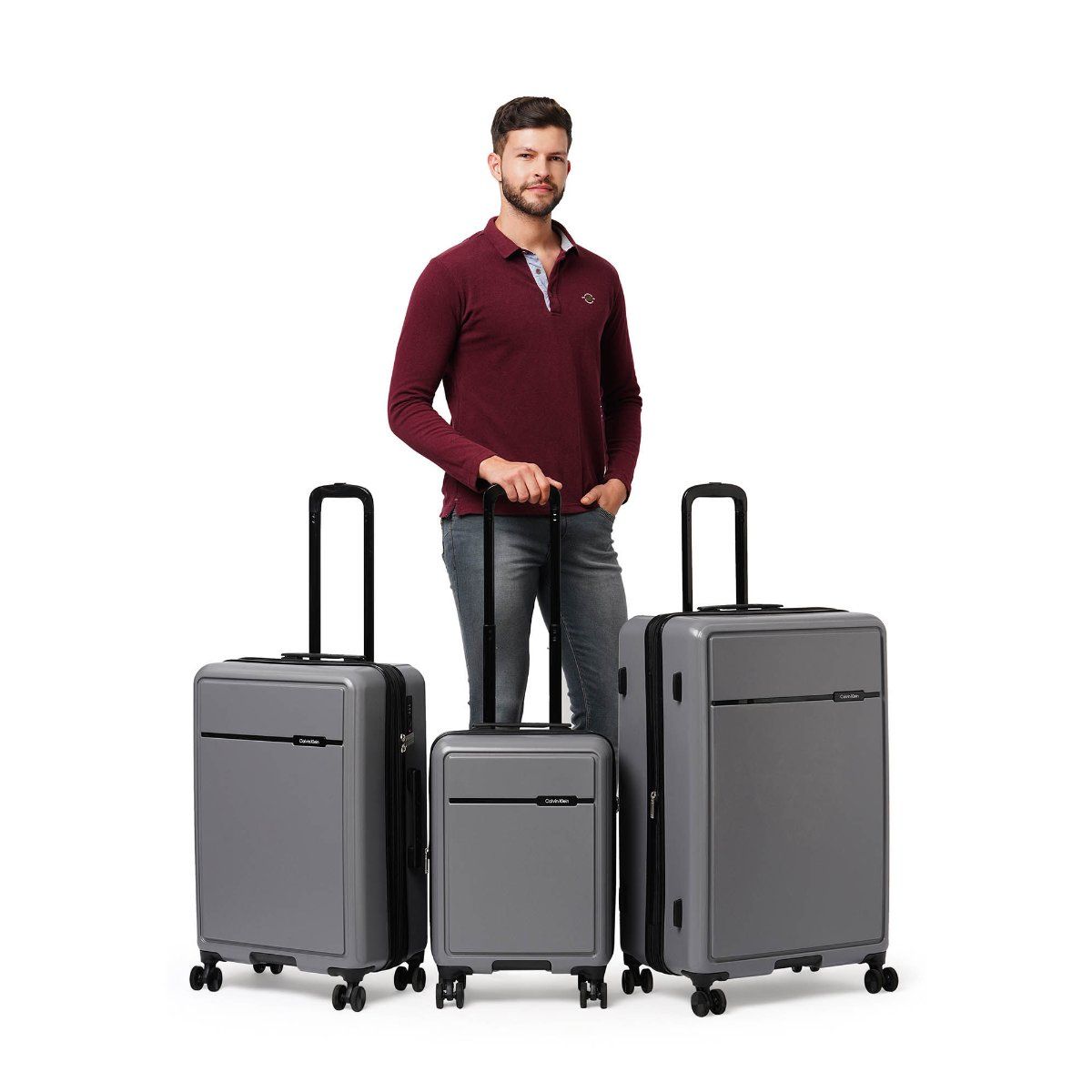 Calvin klein best sale suitcase grey