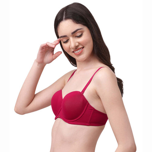 Buy SOIE Medium Coverage Padded Wired Multiway Strapless Bra with  Detachable Straps-Cheery) Online