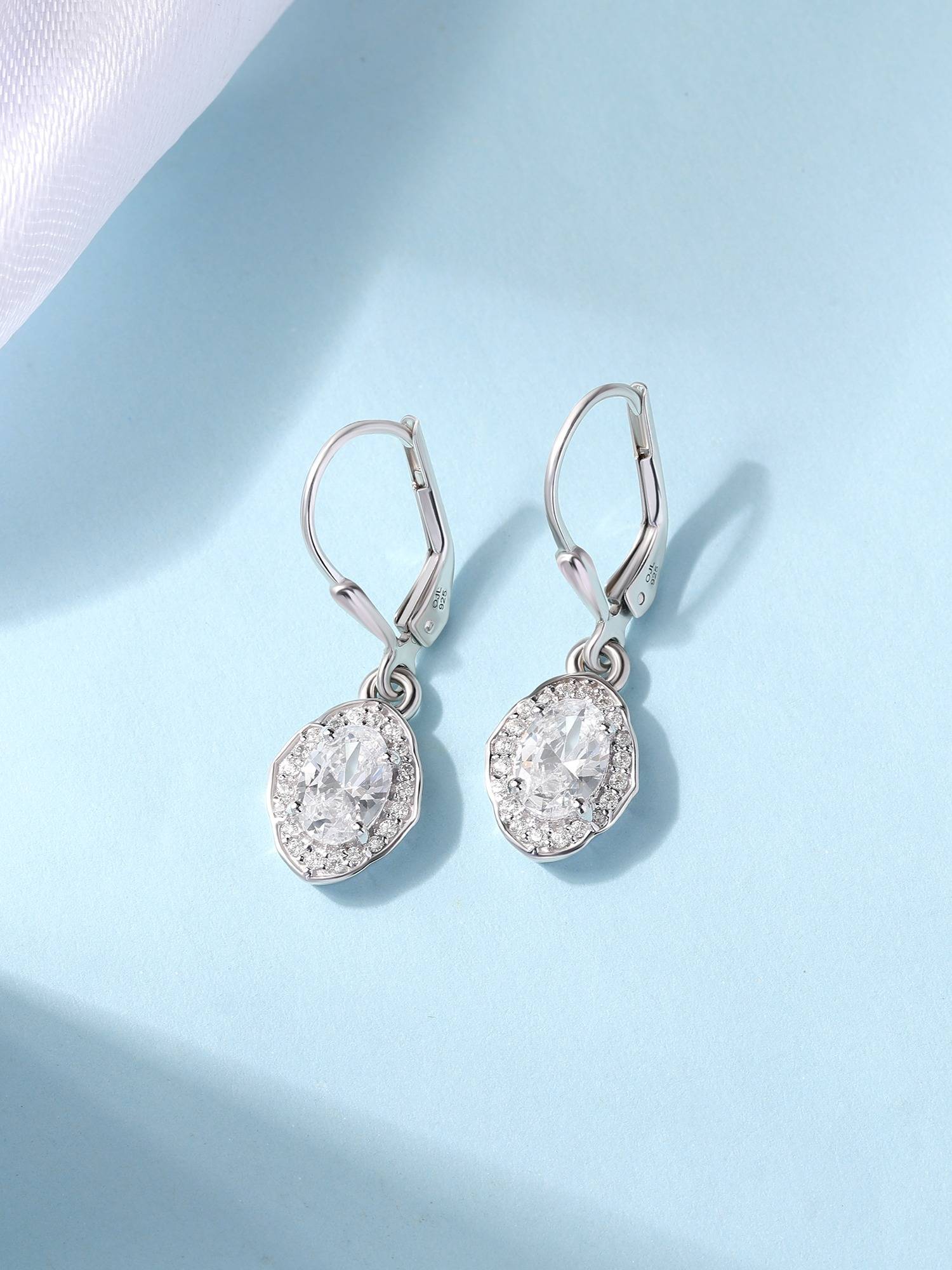 925 Hallmark Rhodium Plated Cubic Zirconia Glimmering Grace Earring for Women & Girls