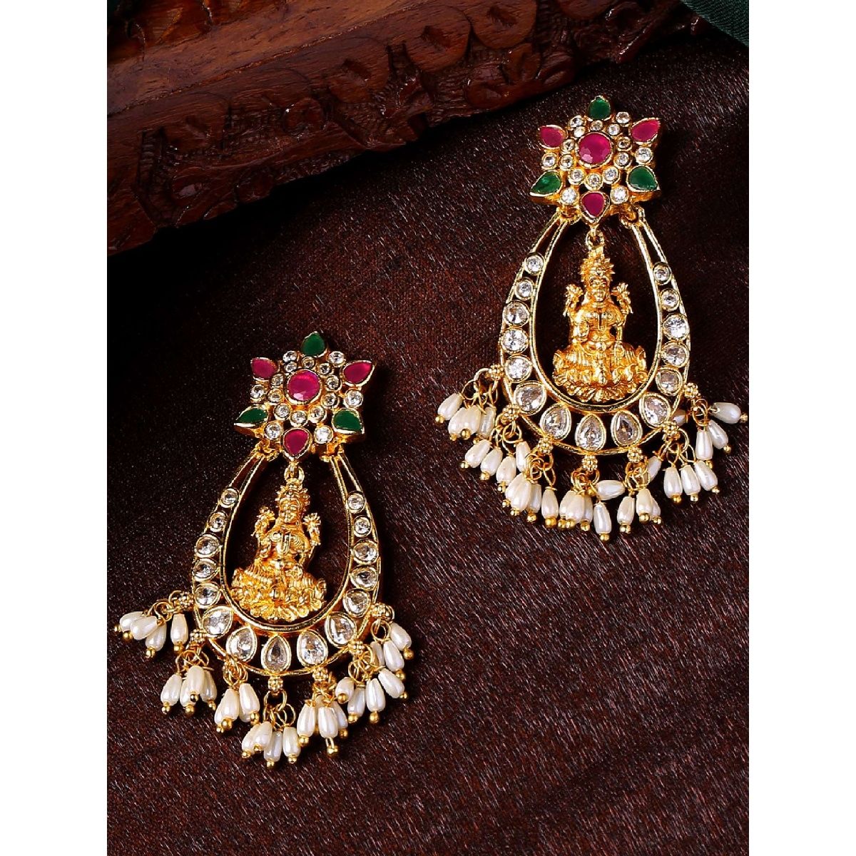 Lakshmi Design Earrings  Lakshmi earrings  South India Jewels