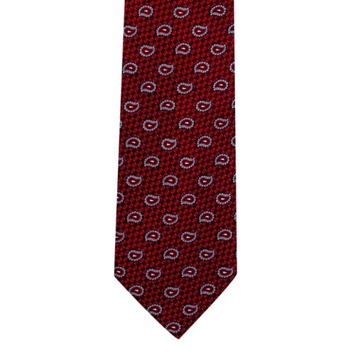 Dark Red Patterned Silk Tie