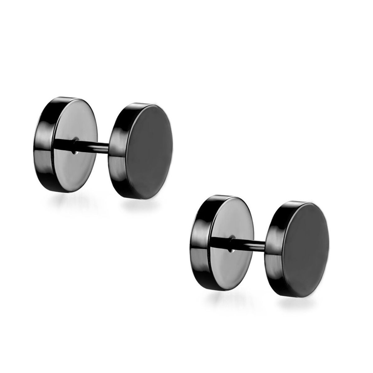 Pair of Black Stainless Steel Barbell Shaped Studs