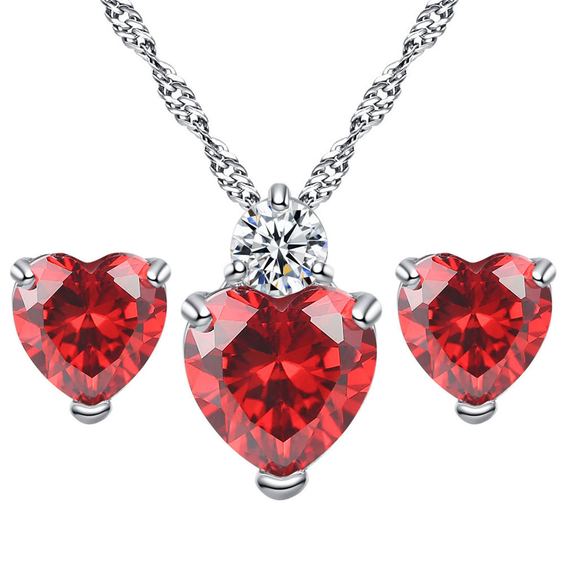 red crystal heart necklace