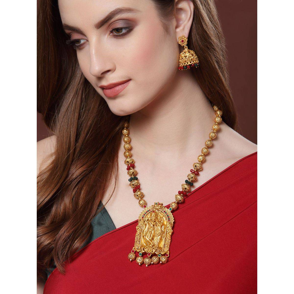 PANASH Gold Plated Radhe Krishna Handcrafted Jewellery Set