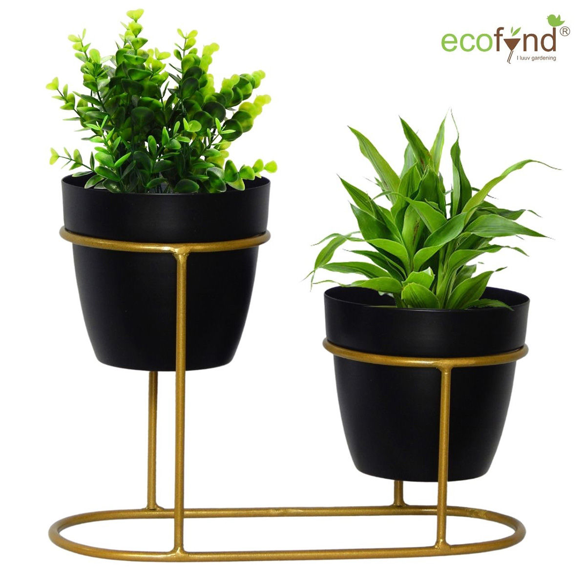 Ecofynd Chloe Black Metal Pot with Stand: Buy Ecofynd Chloe Black Metal ...