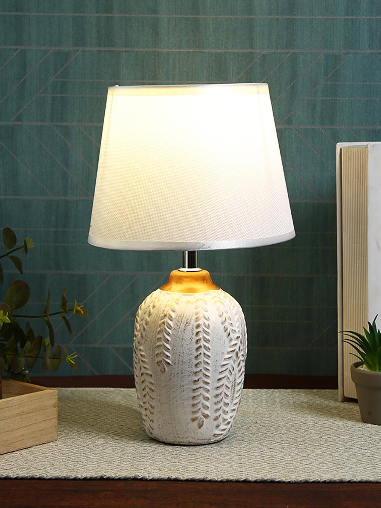 Tayhaa Textured White Table Lamp