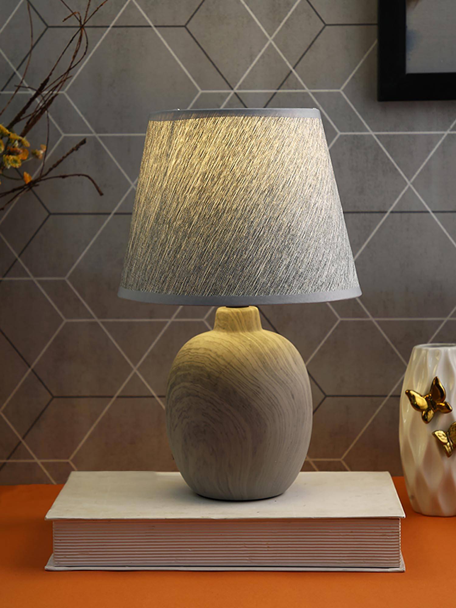 Tayhaa Wooden Grey Table Lamp