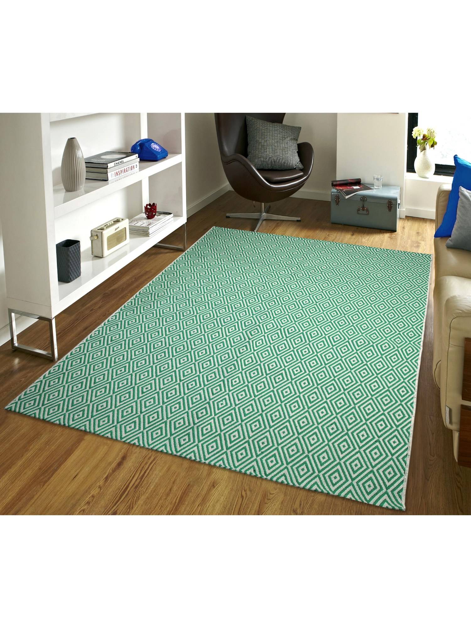 Saral Home Cotton Printed Rug 1Pc (Green)