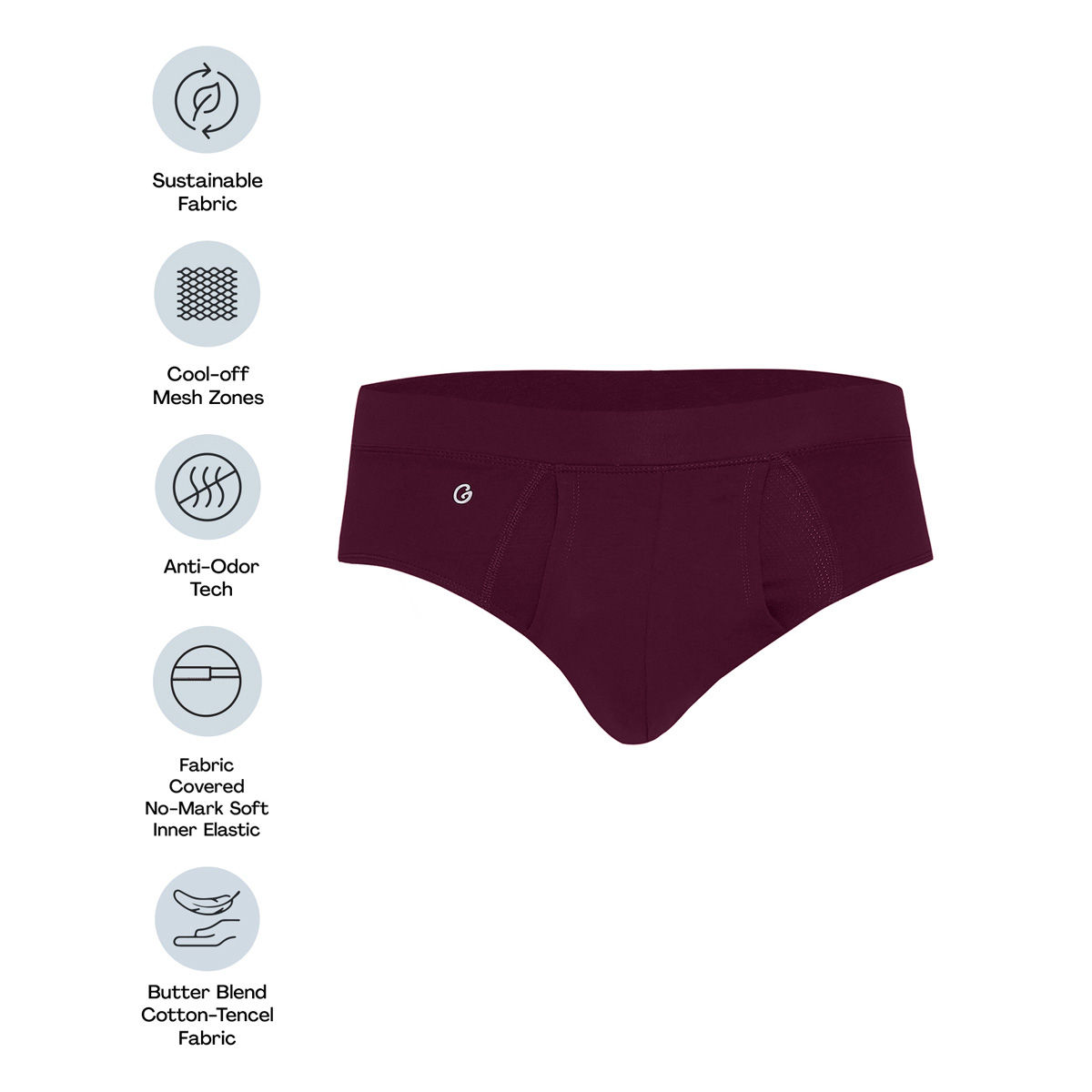 GLOOT Anti Odor Cotton Tencel Cooling Brief-Plum: Buy GLOOT Anti Odor ...