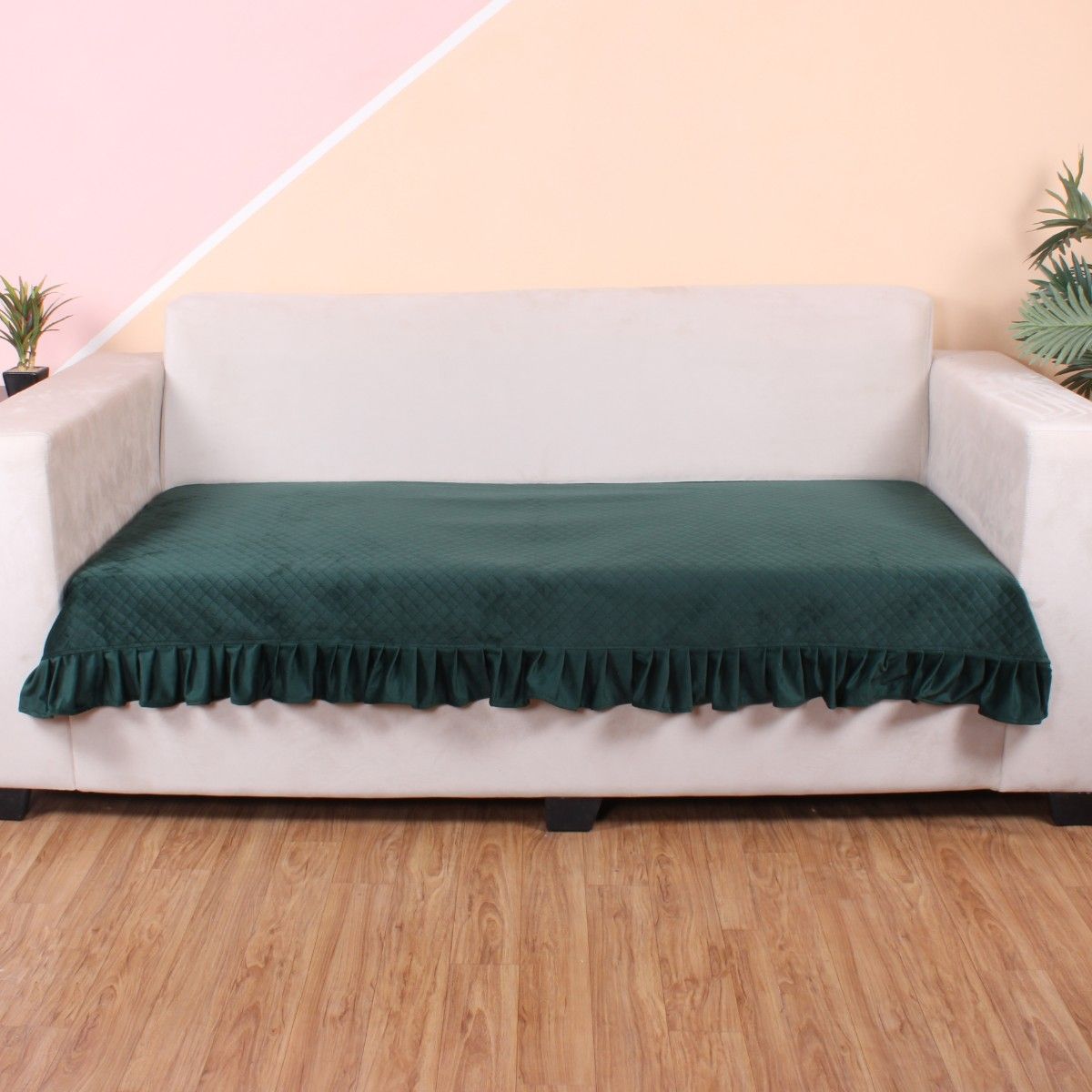 Dark green online velvet sofa cover