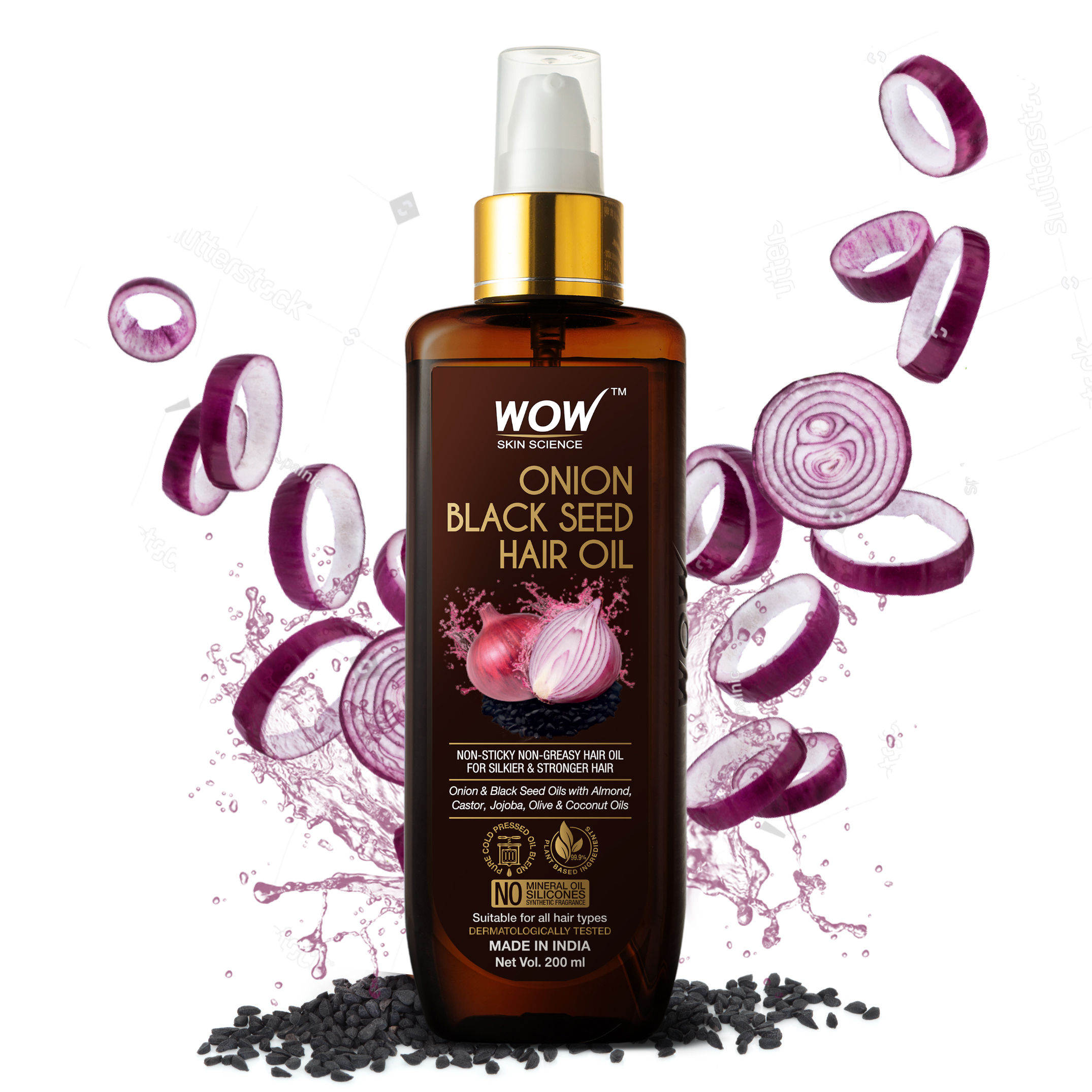 WOW Skin Science Onion Hair Oil With Black Seed Oil Extracts - Controls Hair Fall