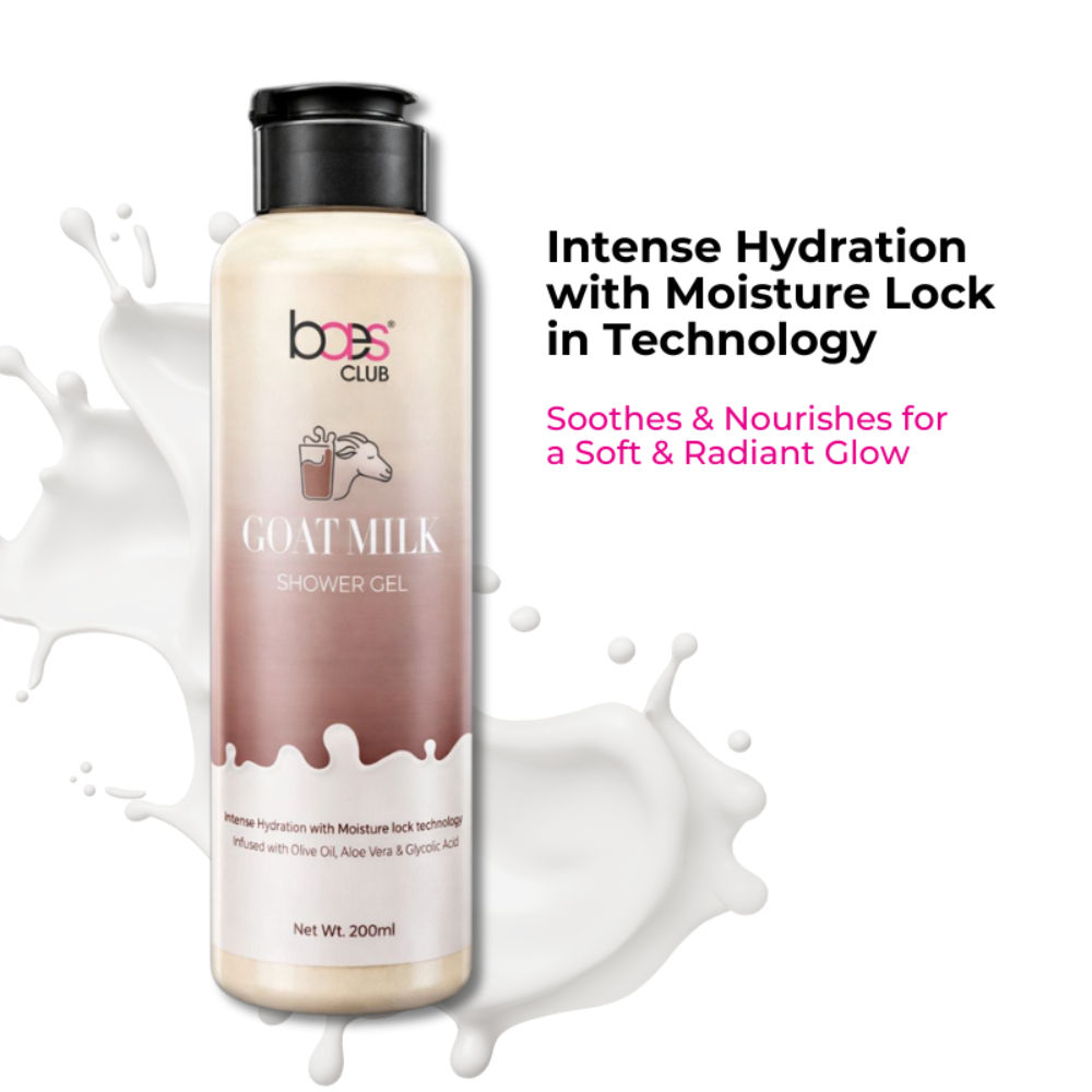 Baes Club Goat Milk Shower Gel With Olive Oil & Glycolic Acid For Intense Hydration & Moisturising