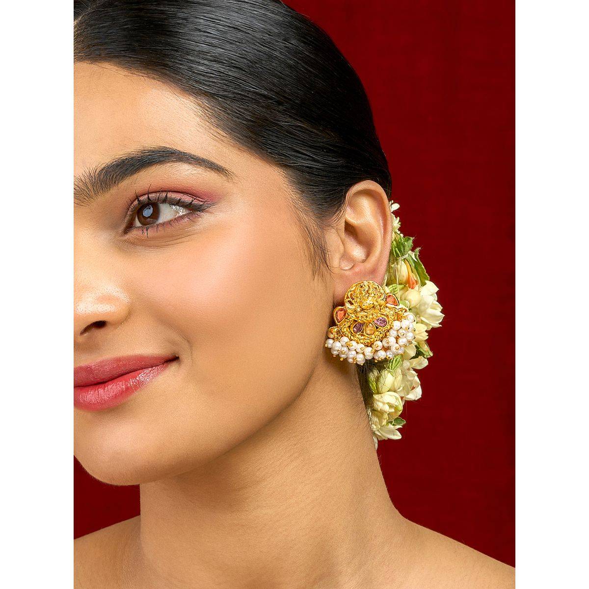 Teejh Aaranya Gold Antique Gold Earrings