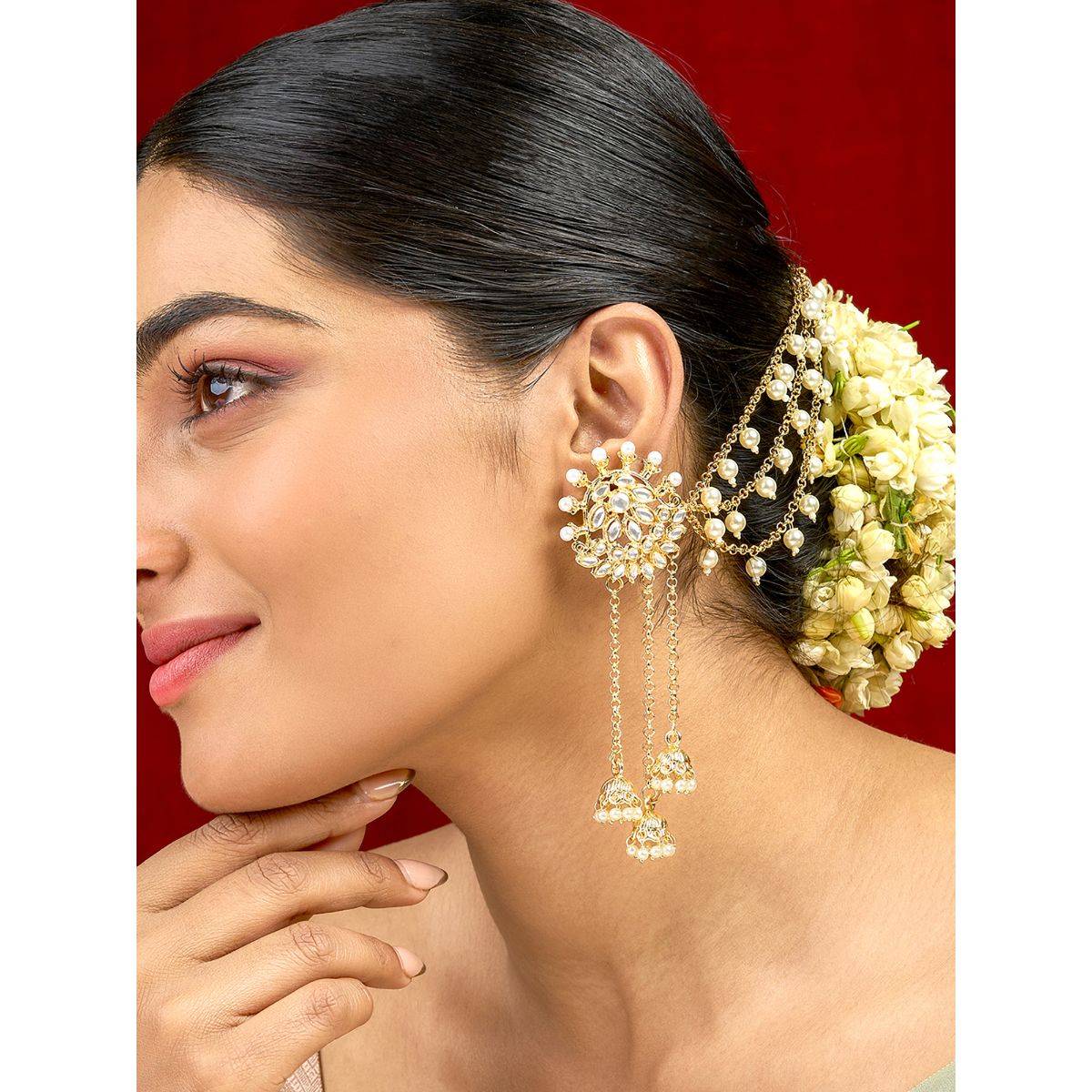 Teejh Champa Gold Polki Kanchain Earrings