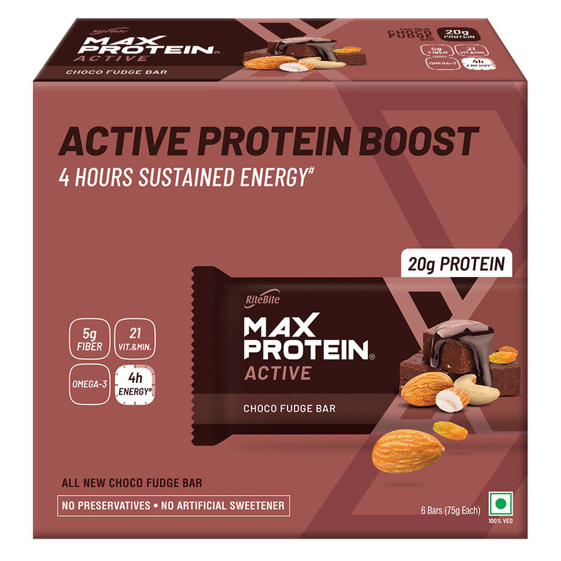 RiteBite Max Protein Active Choco Fudge Bars Pack Of 6