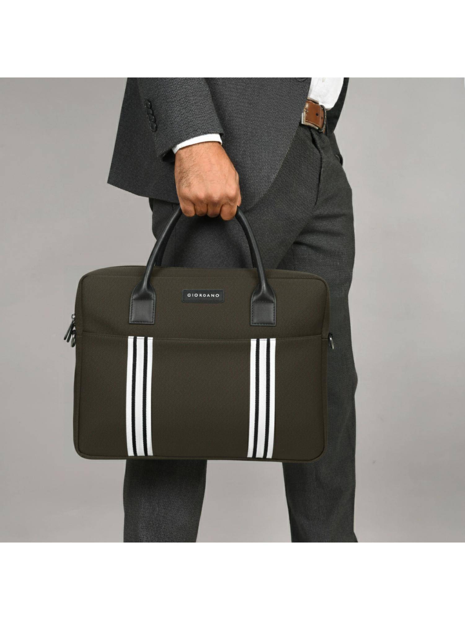 Giordano Unisex Canvas 15-Inch Laptop Bag with Detachable Strap - Brown