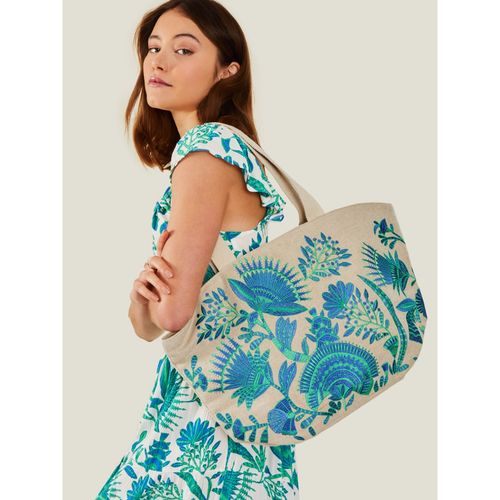 Buy Accessorize London Women Cream Embroidered Beach Tote Bag Online