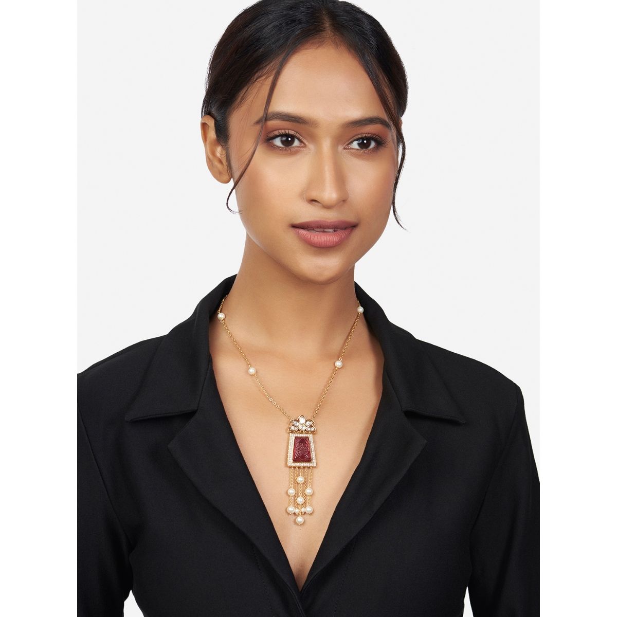 Joules By Radhika Gold and Red Pendant Necklace With Pearls Buy Joules
