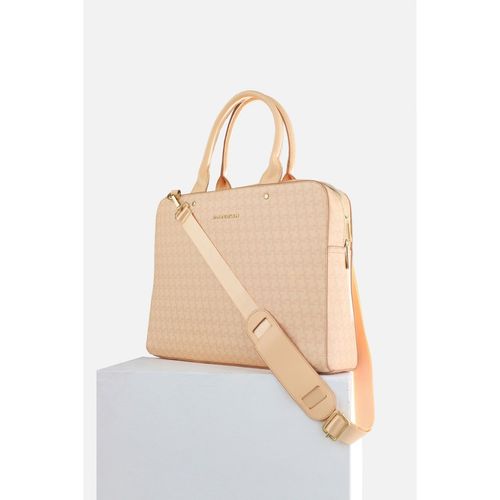 Buy Van Heusen Women Peach Printed Formal Laptop Bag Online