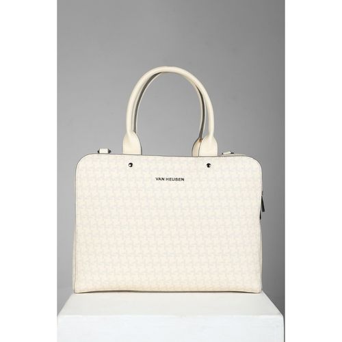 Buy Van Heusen Women Cream Printed Formal Laptop Bag Online