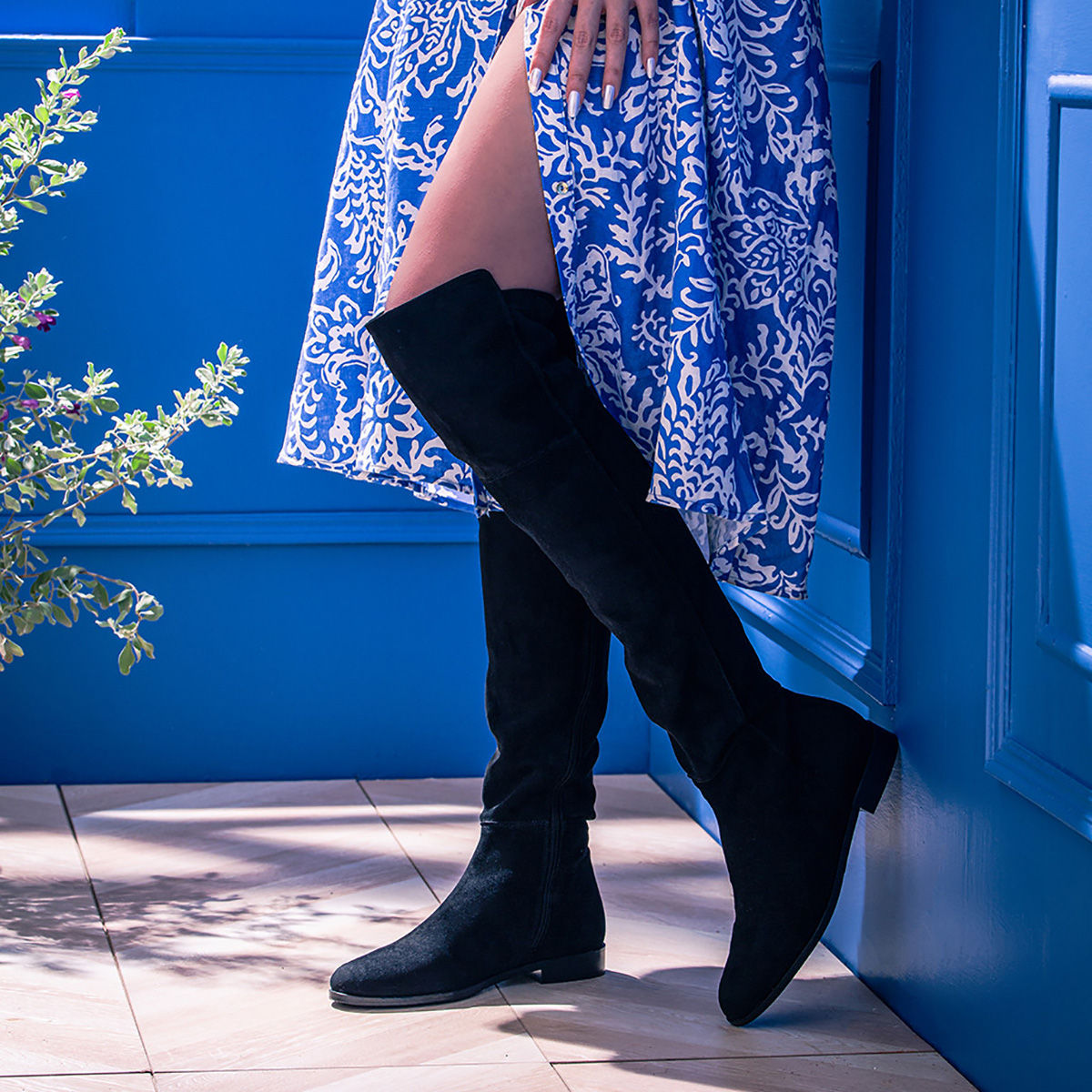 Knee High Boots Outfit Ladies Navy Blue Boots Ladies Boots Blue