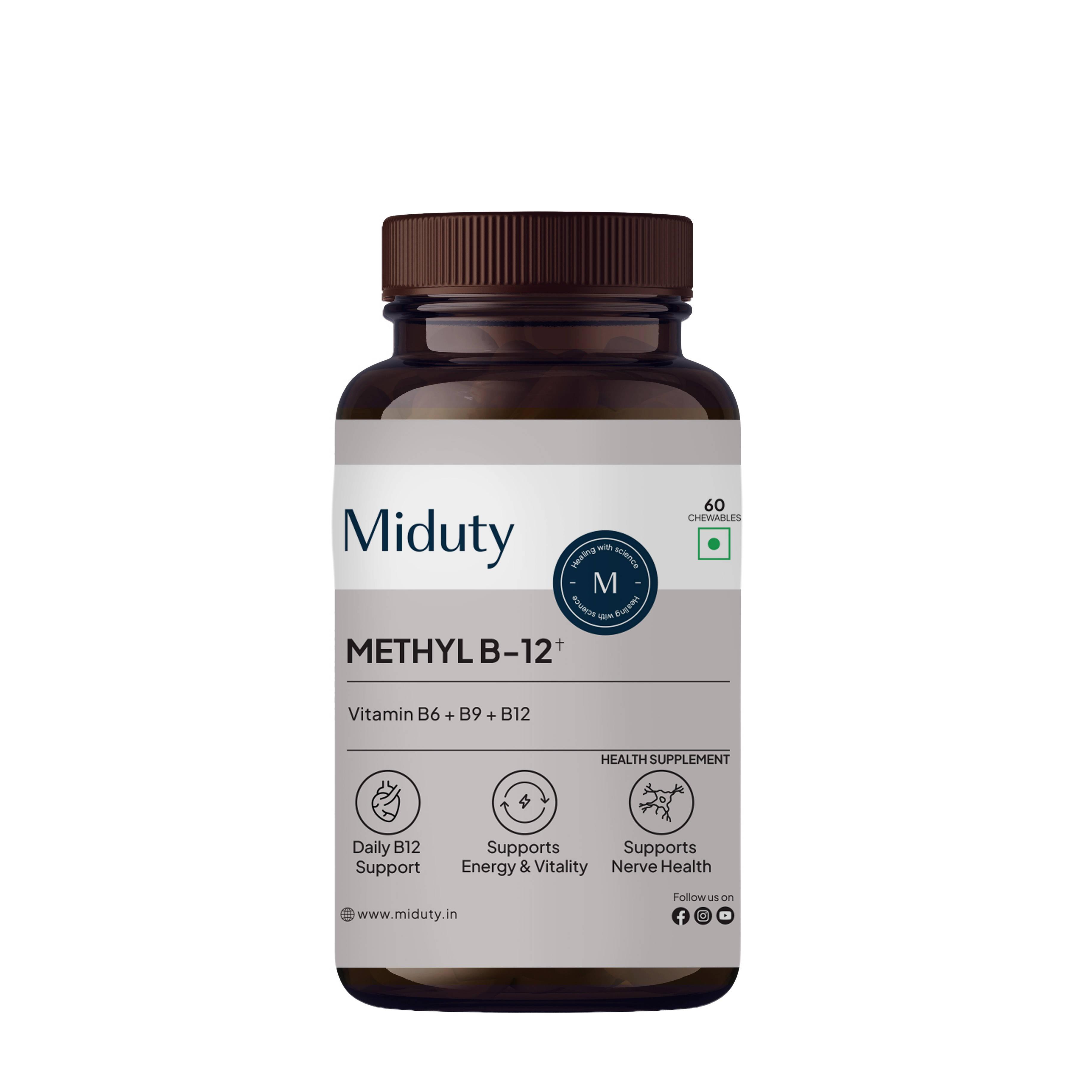 Miduty Vitamin B12 Methyl Folate Fast Absorption Methylcoblamin Vitamin B6