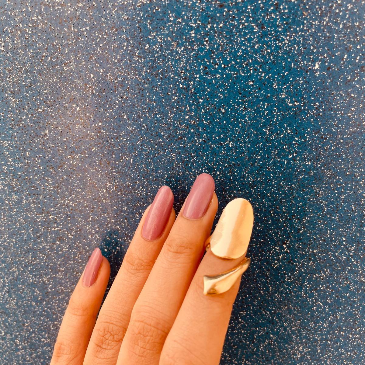 ISHKAARA Gold Plated Bold Nail Shape Adjustable Alloy Gold Nail Single Ring for Women