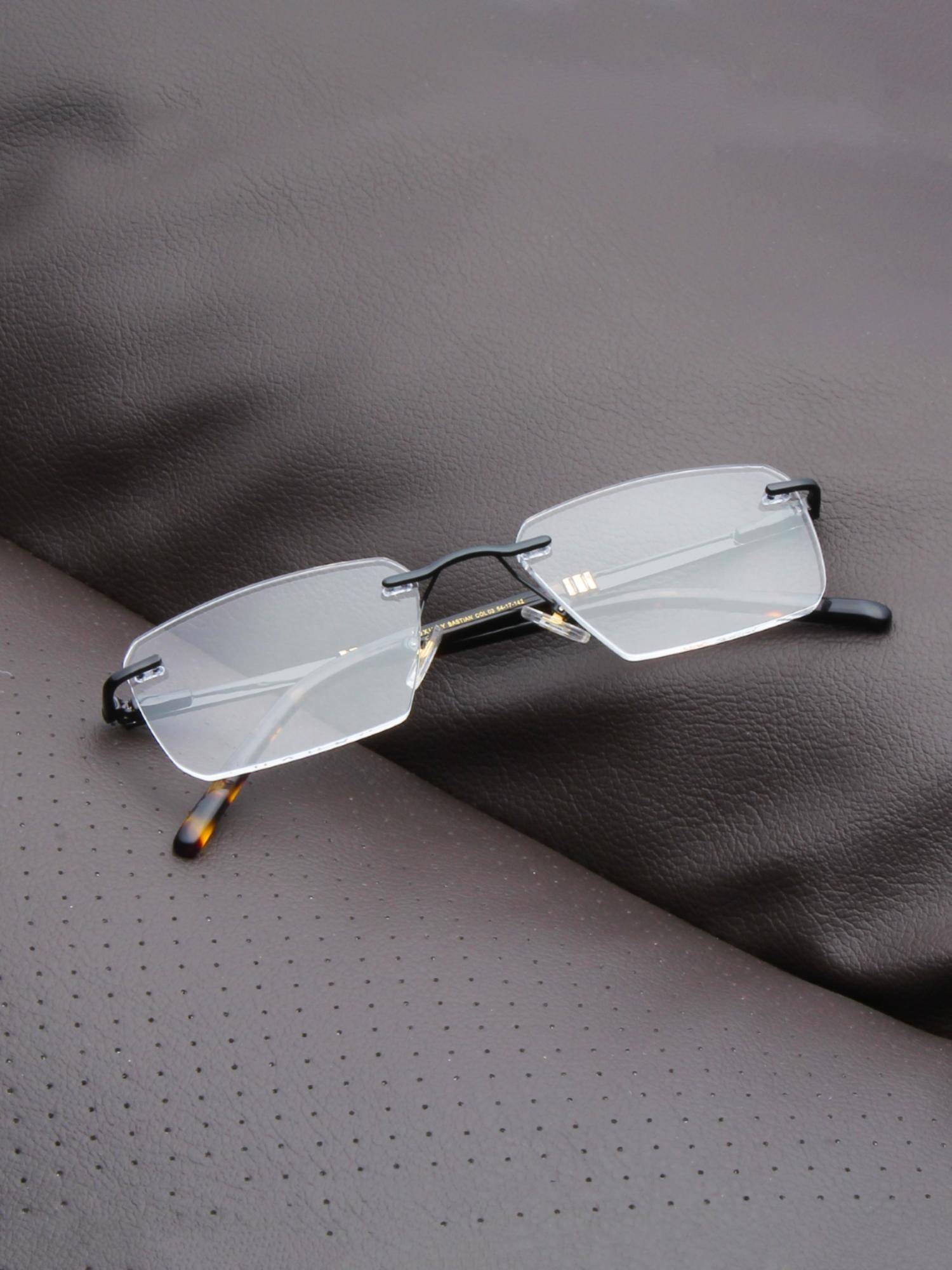 TED SMITH Unisex Black Rimless Rectangle Frame (54)