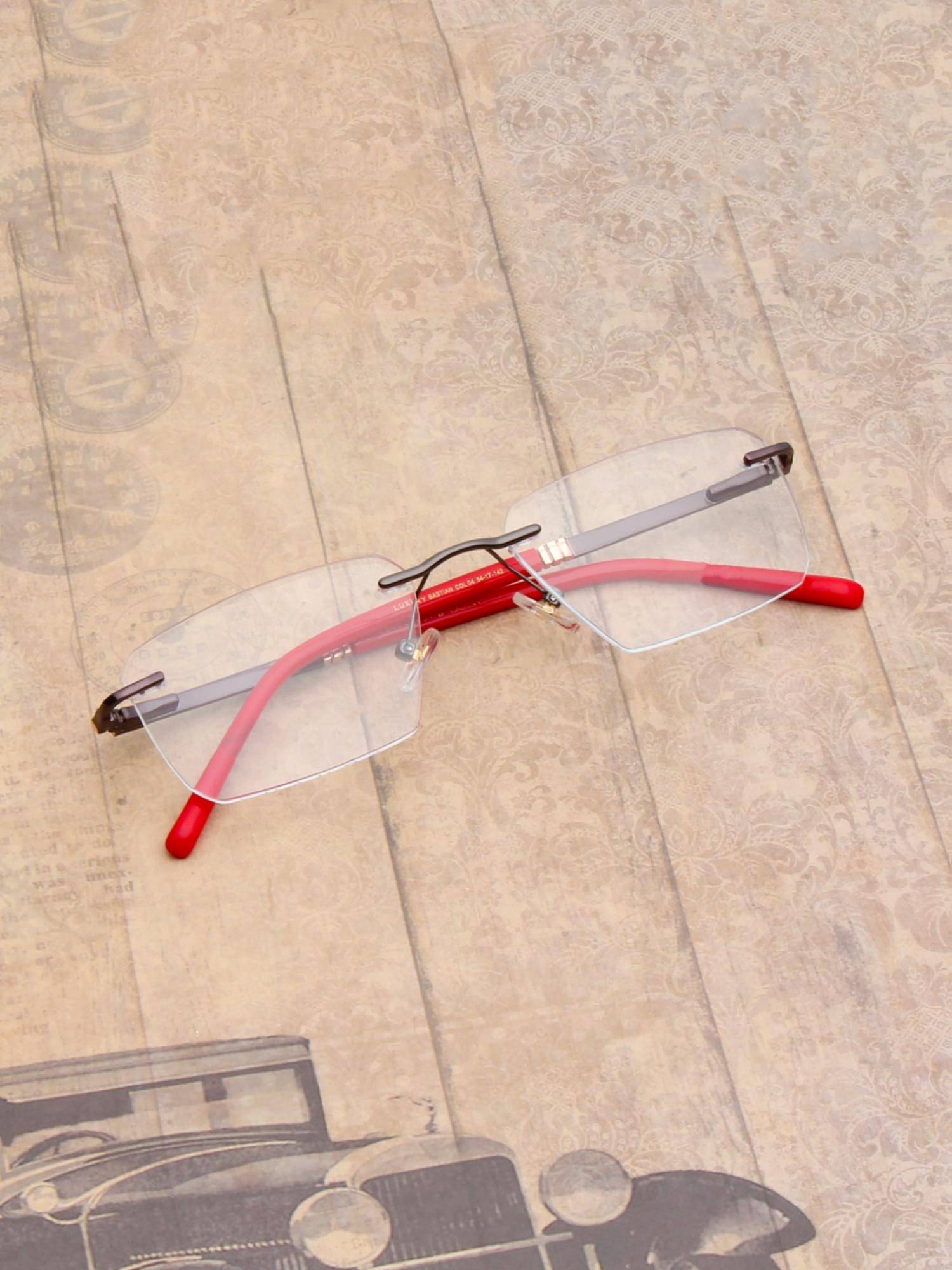 TED SMITH Unisex Grey Rimless Rectangle Frame (54)