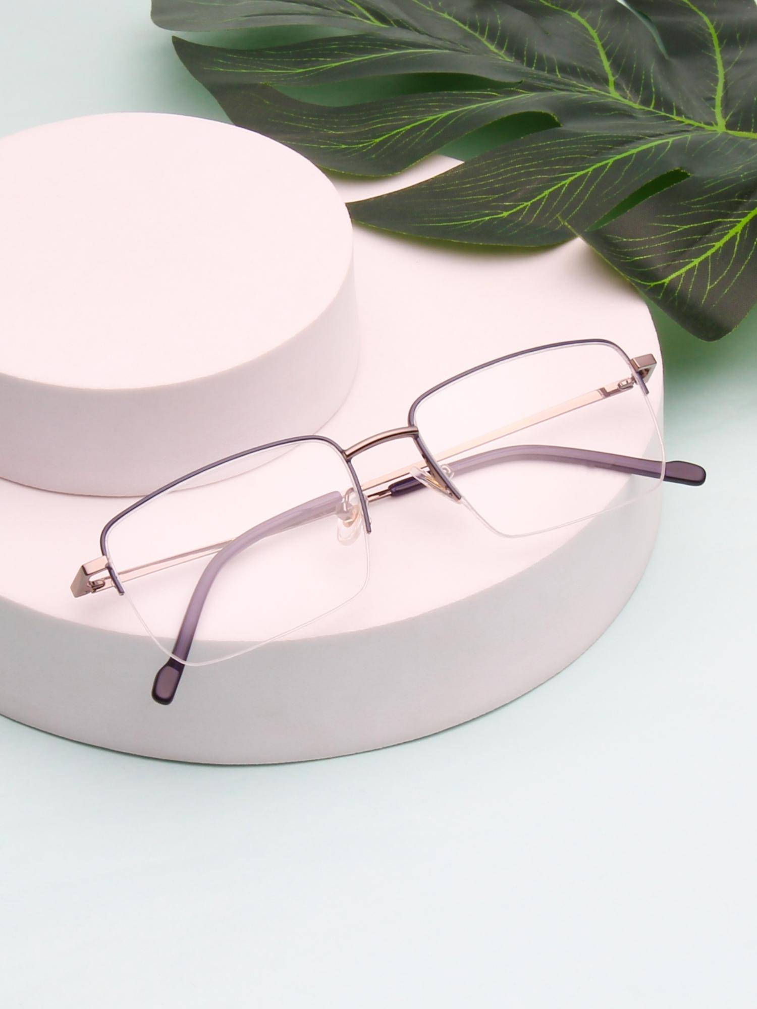 TED SMITH Unisex Blue Half Rim Rectangle Frame (53)