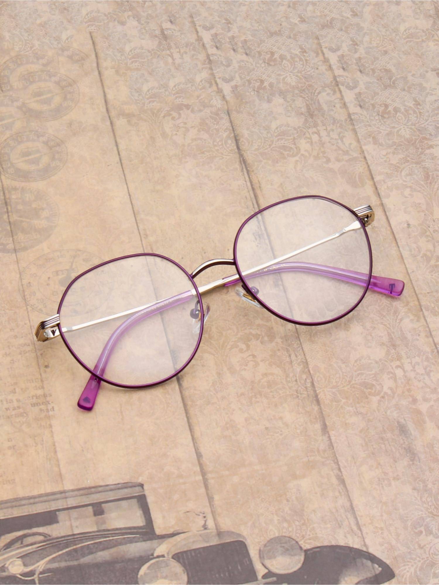 TED SMITH Unisex Purple Full Rim Round Frame (51)