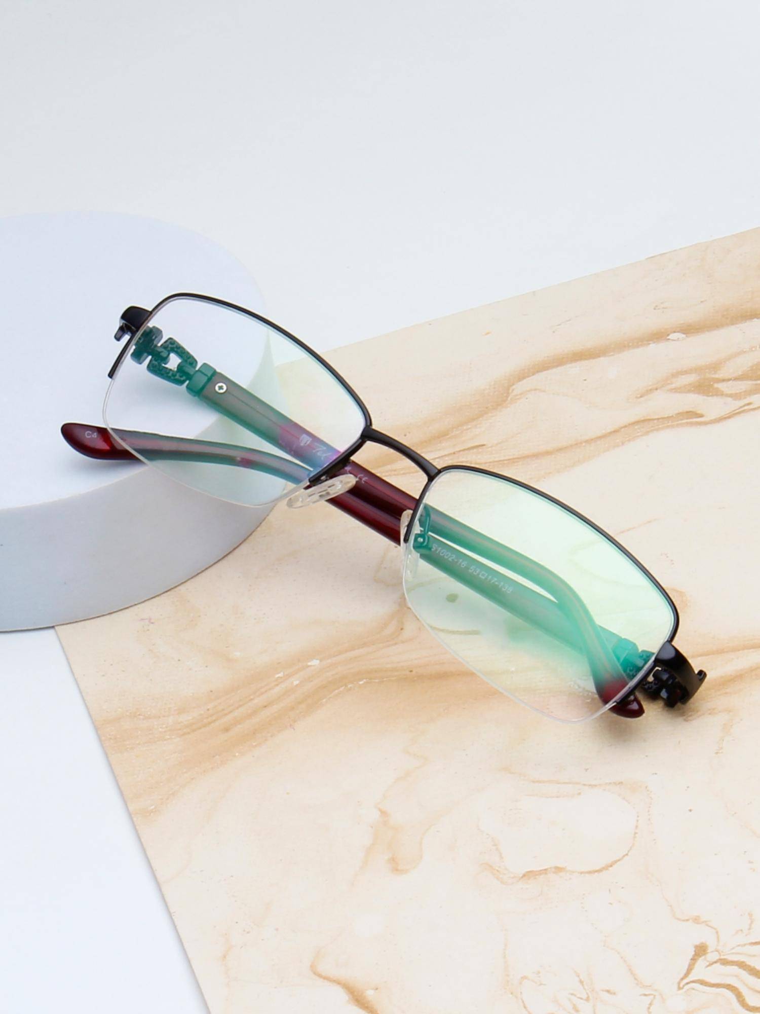 TED SMITH Women Black Half Rim Rectangle Frame (53)