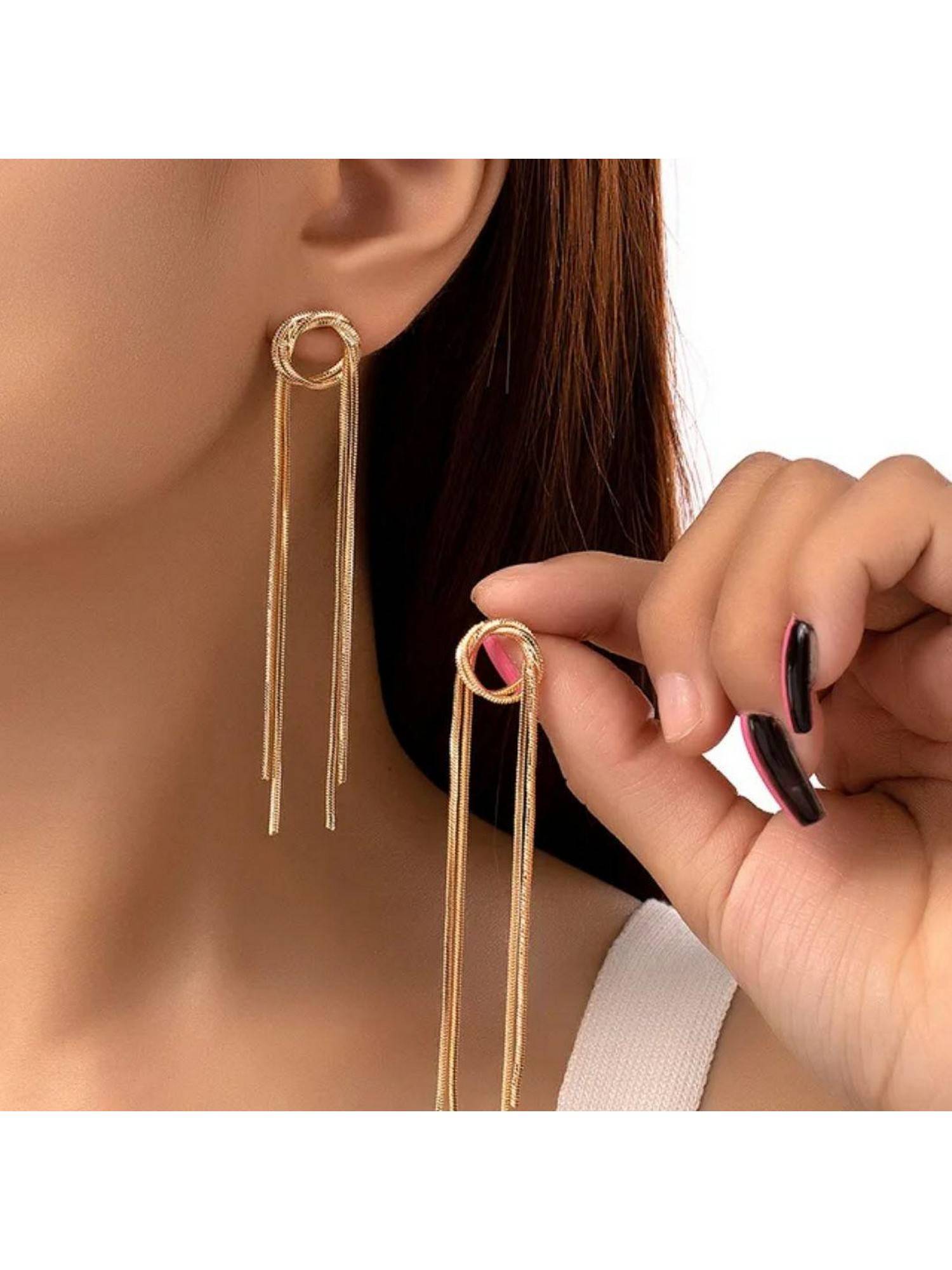 ESTAILO FASHION Bling Blogger Chain Earrings