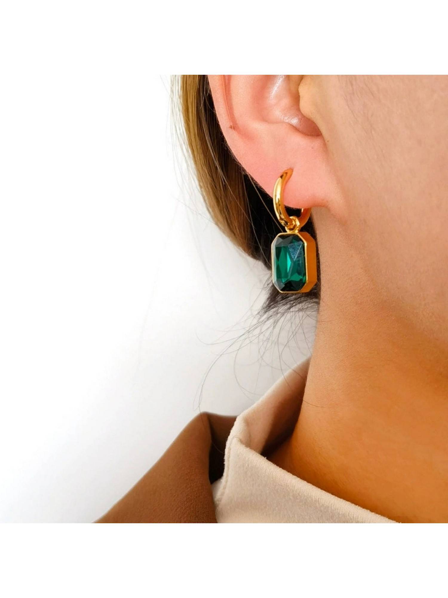 ESTAILO FASHION Sovereign Green Hoops Gold Green