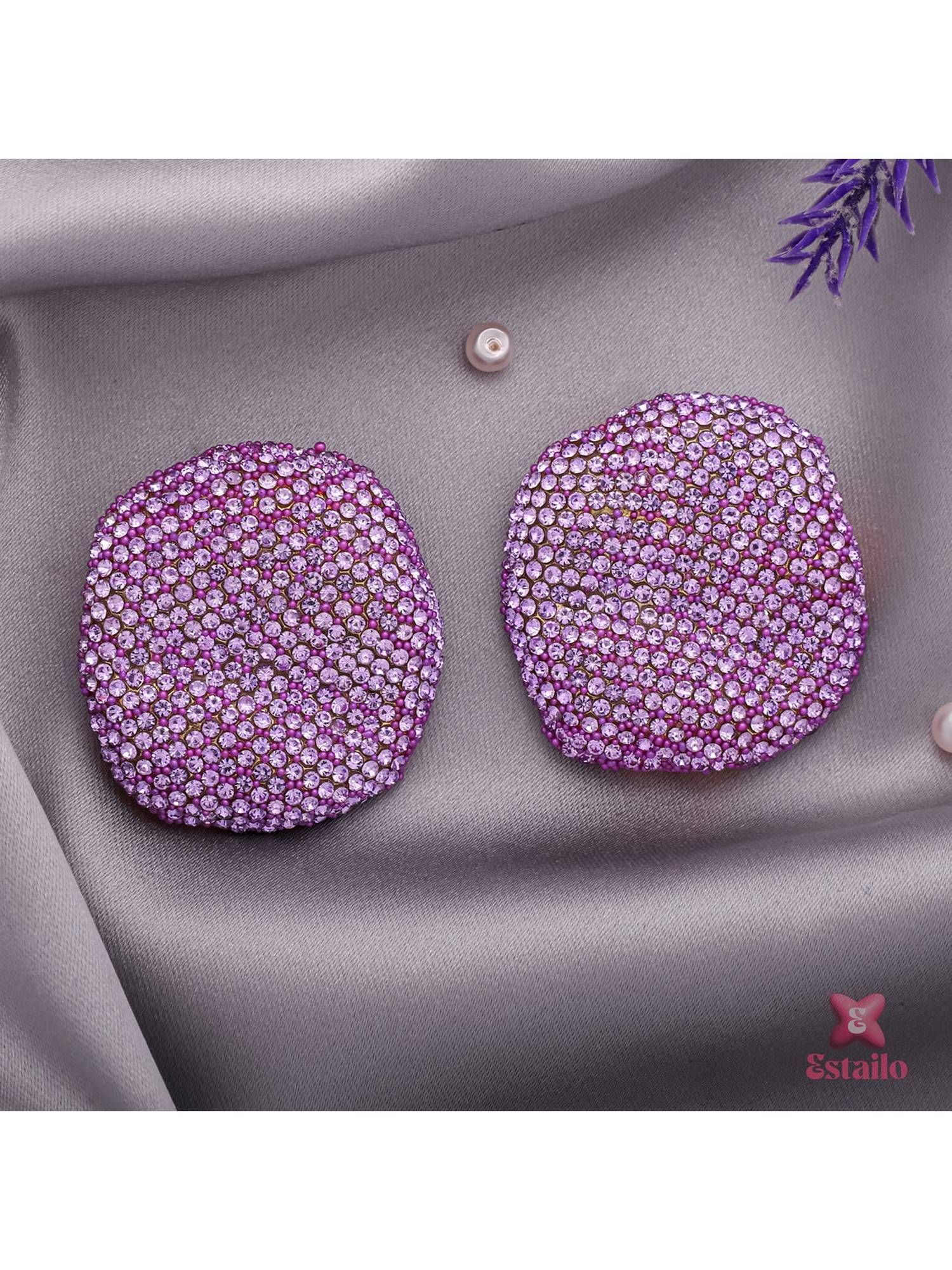 ESTAILO FASHION Grapevine Glamour Studs Earrings Purple