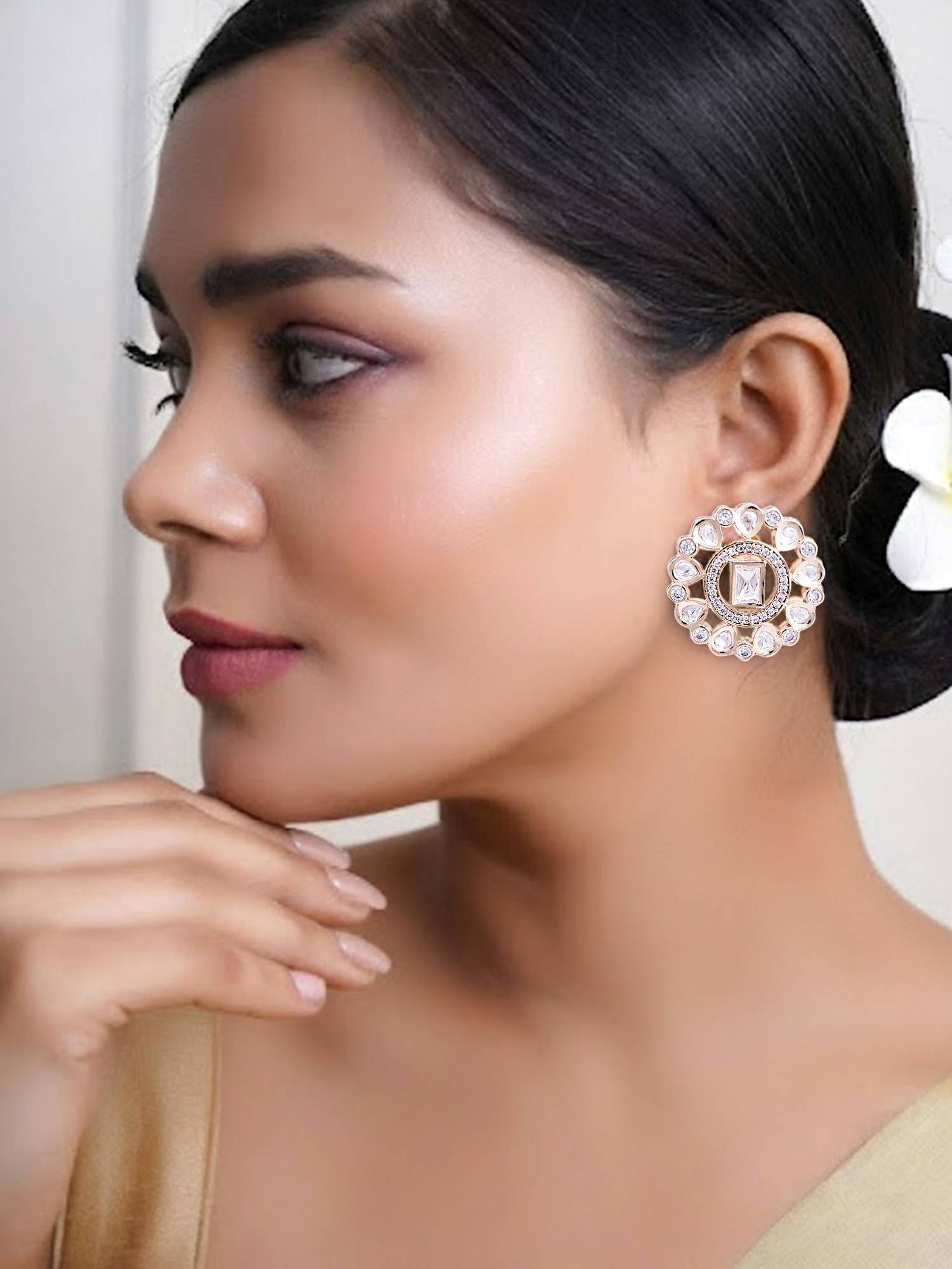Adwitiya Women Delicate Rose Gold Finish Earrings