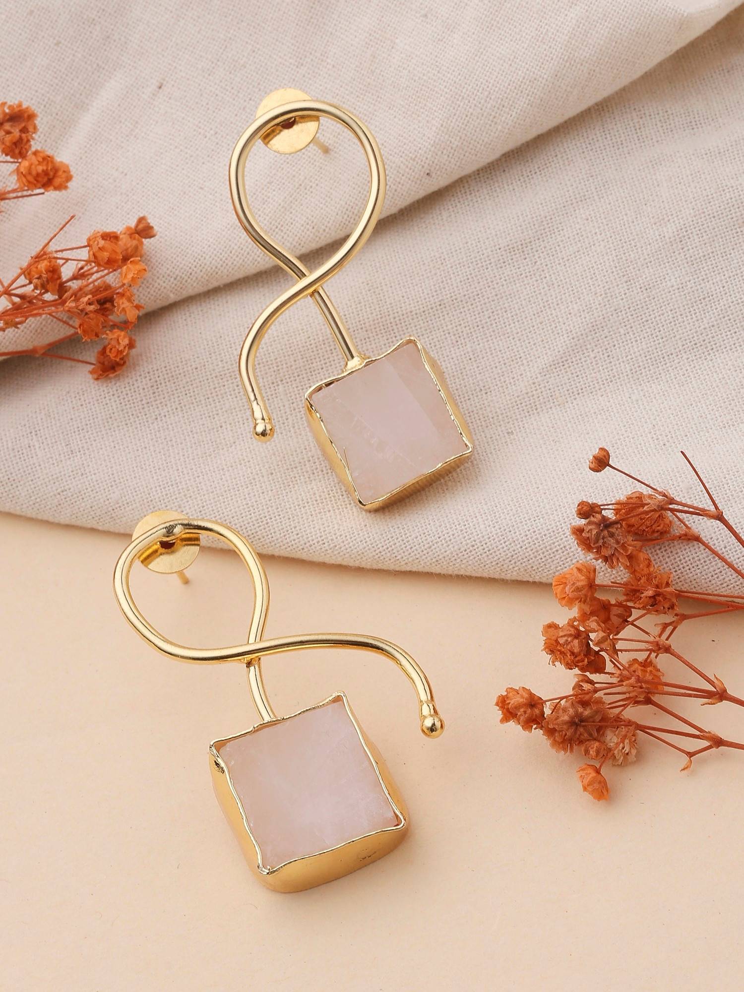 KKATHA ACCESSORIES Rose Quartz Earrings