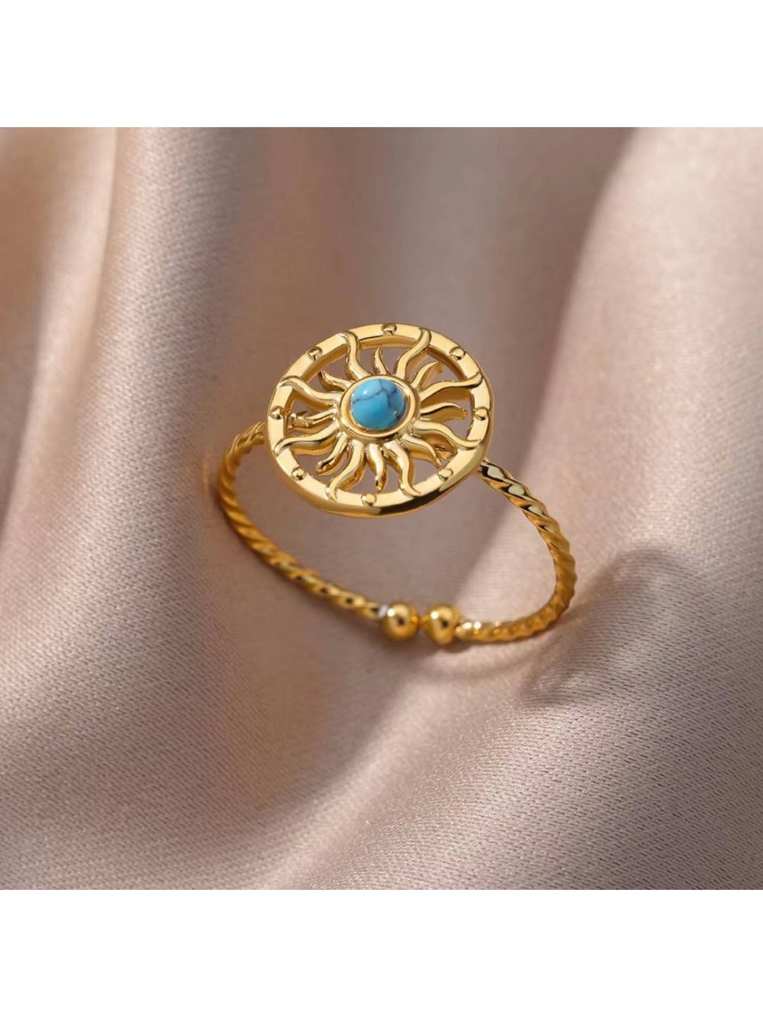 ESTAILO FASHION Solstice Sun Ring Gold