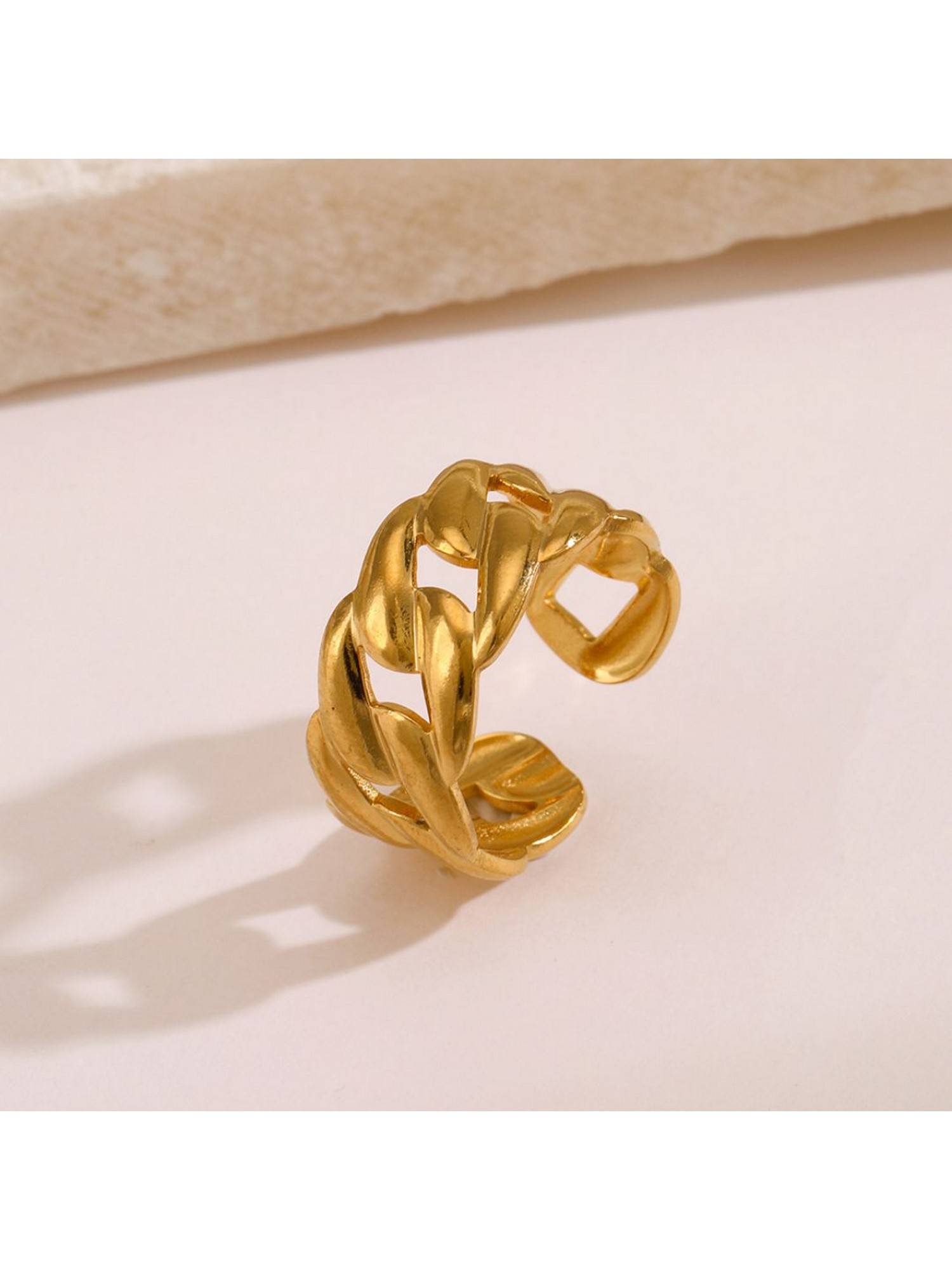 ESTAILO FASHION Golden Linked Ring Gold
