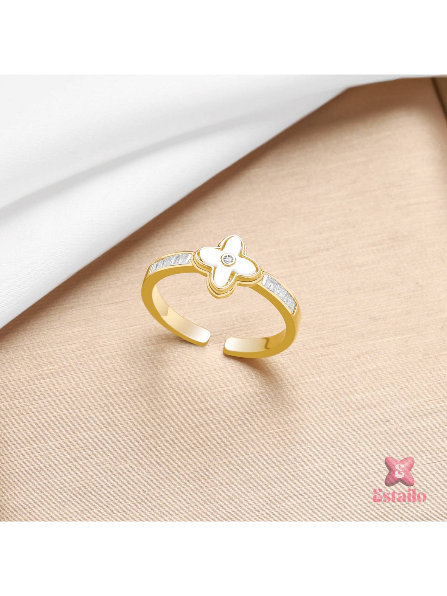ESTAILO FASHION Golden Clover Charm Ring Gold